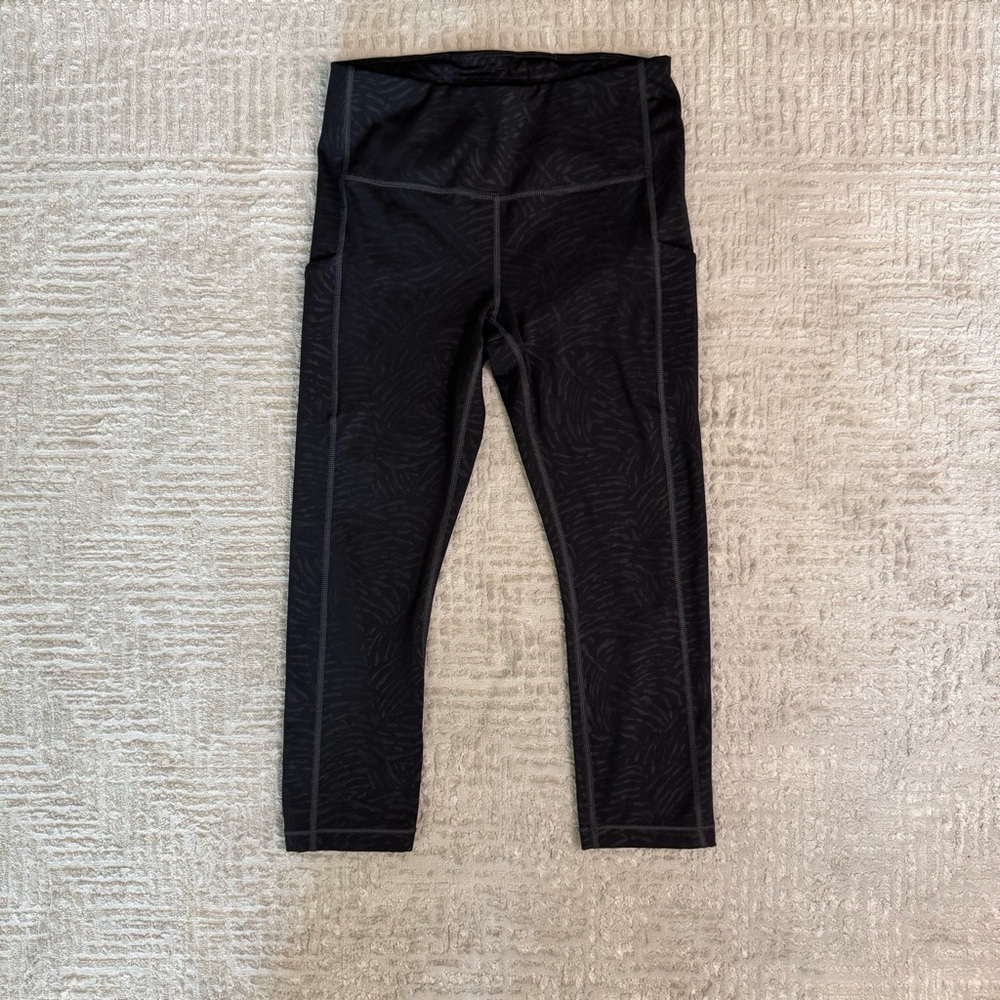 Athleta Black Patterned Women Leggings